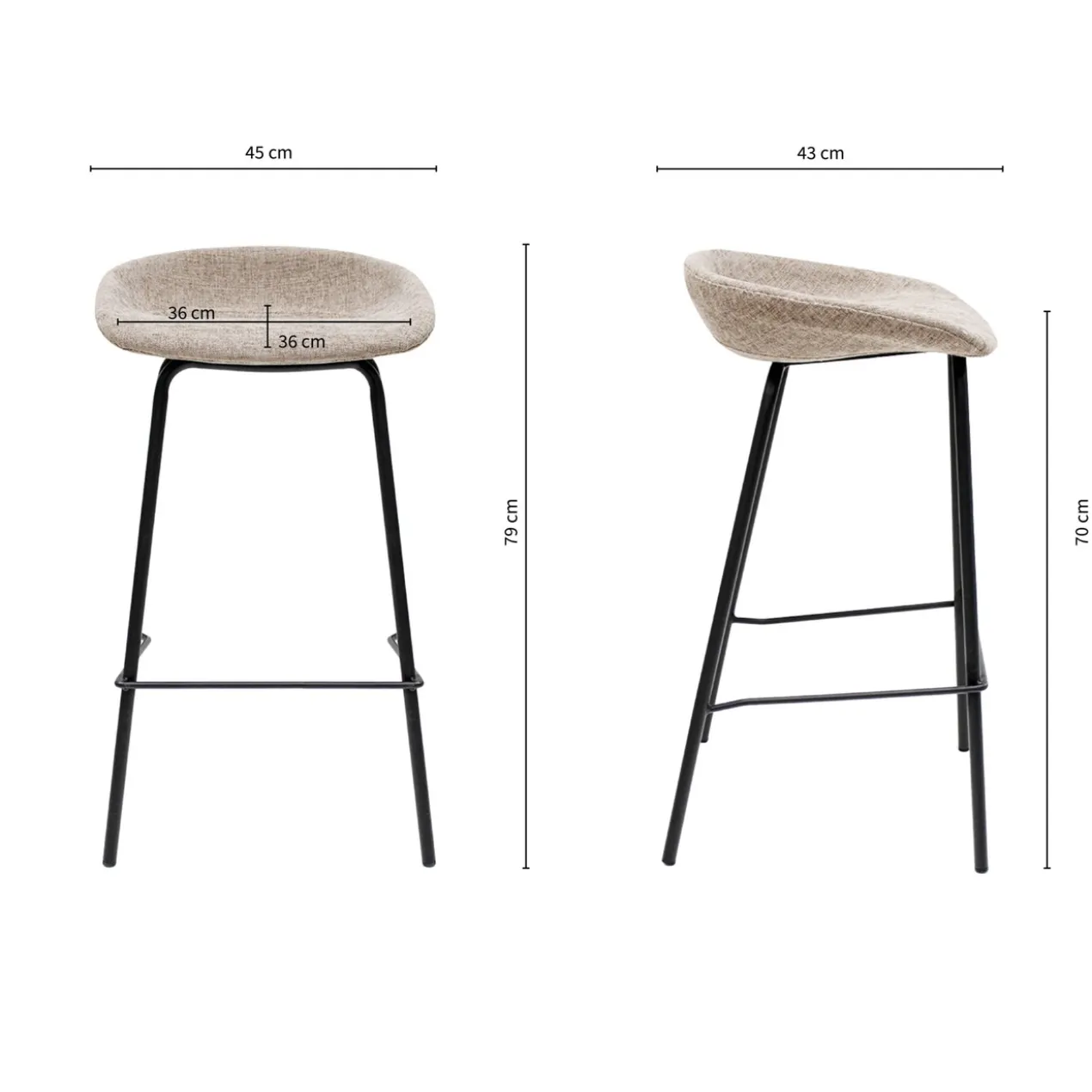 Kick barkruk Riga H70 cm taupe