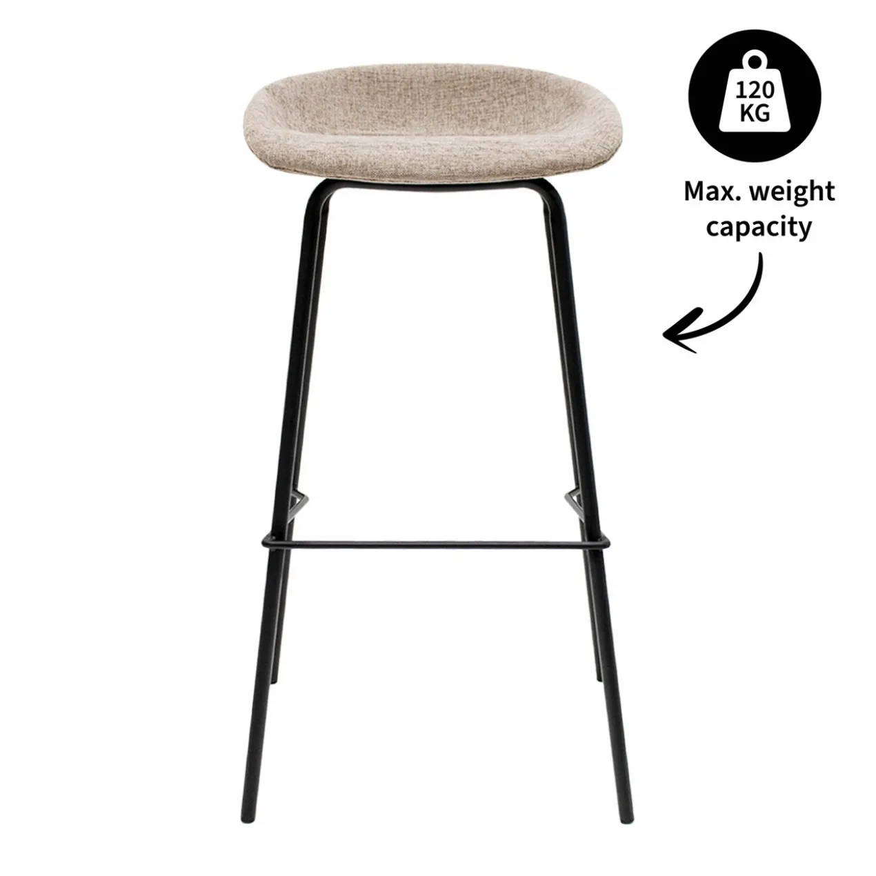 Kick barkruk Riga H80 cm taupe