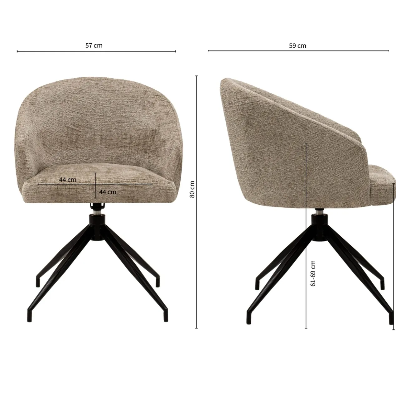 Kick draaistoel Merle - beige