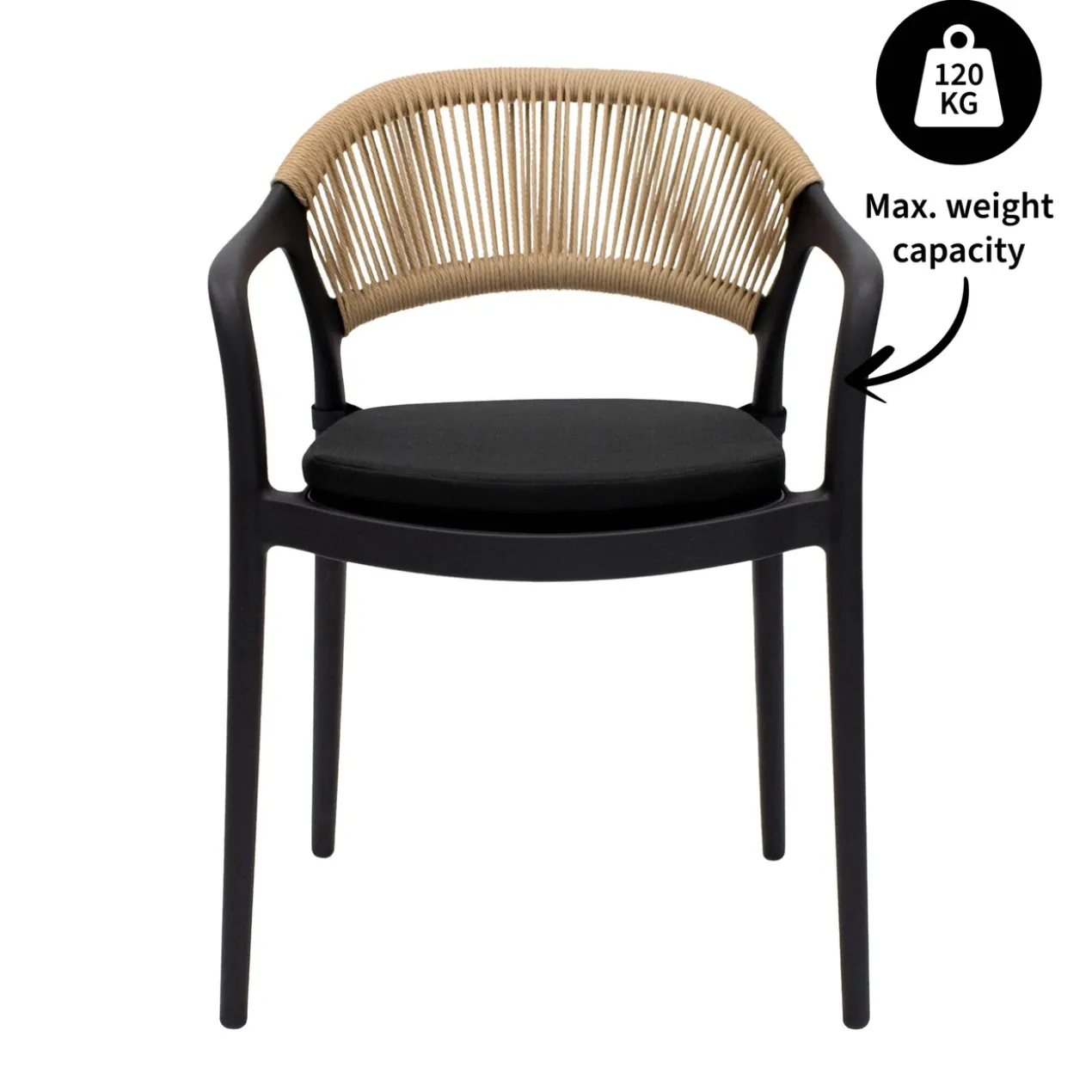 Kick Tuinstoel Coco - Zwart/beige