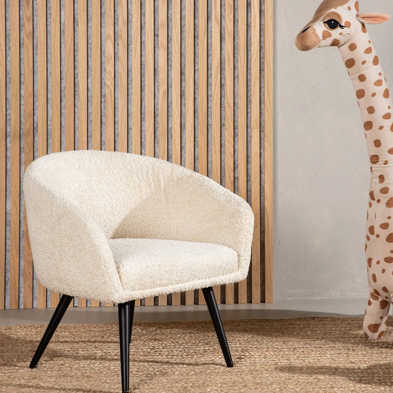 Kinderfauteuil Annika Teddystof Gebroken wit