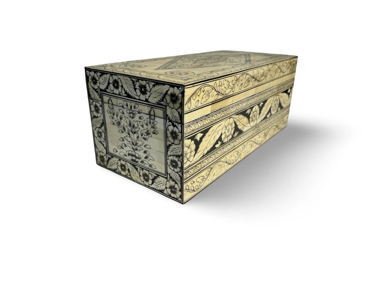 Kist bone inlay wit/zwart