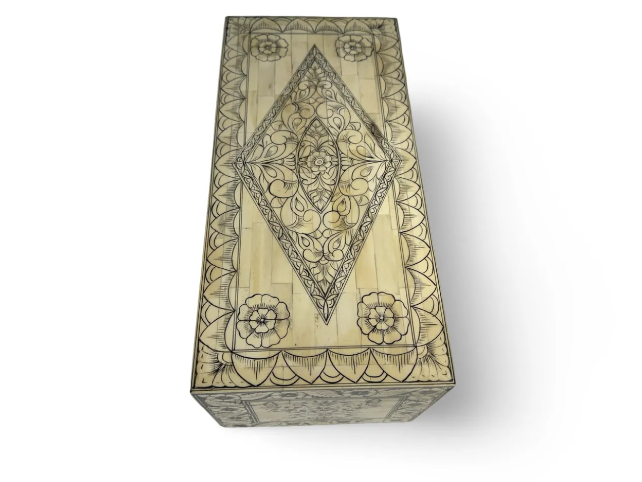 Kist bone inlay wit/zwart