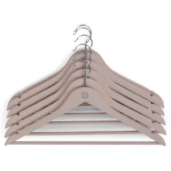 Kledinghangers hout beige - set van 6