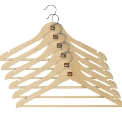 Kledinghangers hout naturel - set van 6
