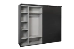 Kledingkast Nox 217 x 221 x 63 cm - Zwart + spiegeldeur
