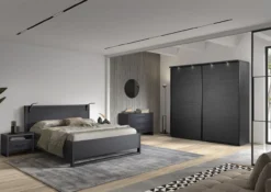 Kledingkast Nox 217 x 221 x 63 cm - Zwart + spiegeldeur