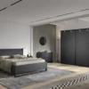 Kledingkast Nox 245 x 221 x 63 cm - Zwart + spiegeldeur