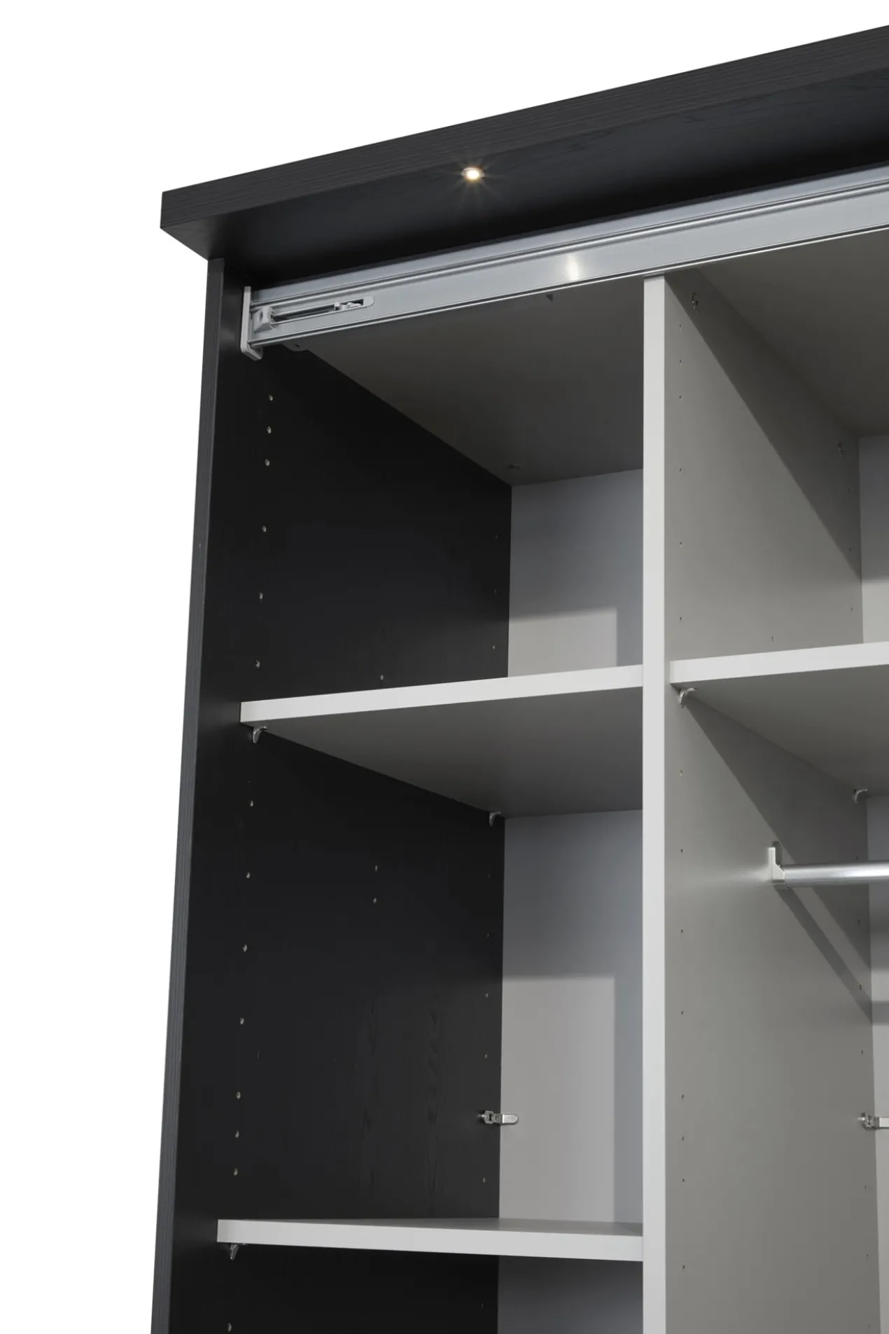Kledingkast Nox 245 x 221 x 63 cm - Zwart + spiegeldeur