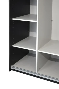 Kledingkast Nox 245 x 221 x 63 cm - Zwart + spiegeldeur