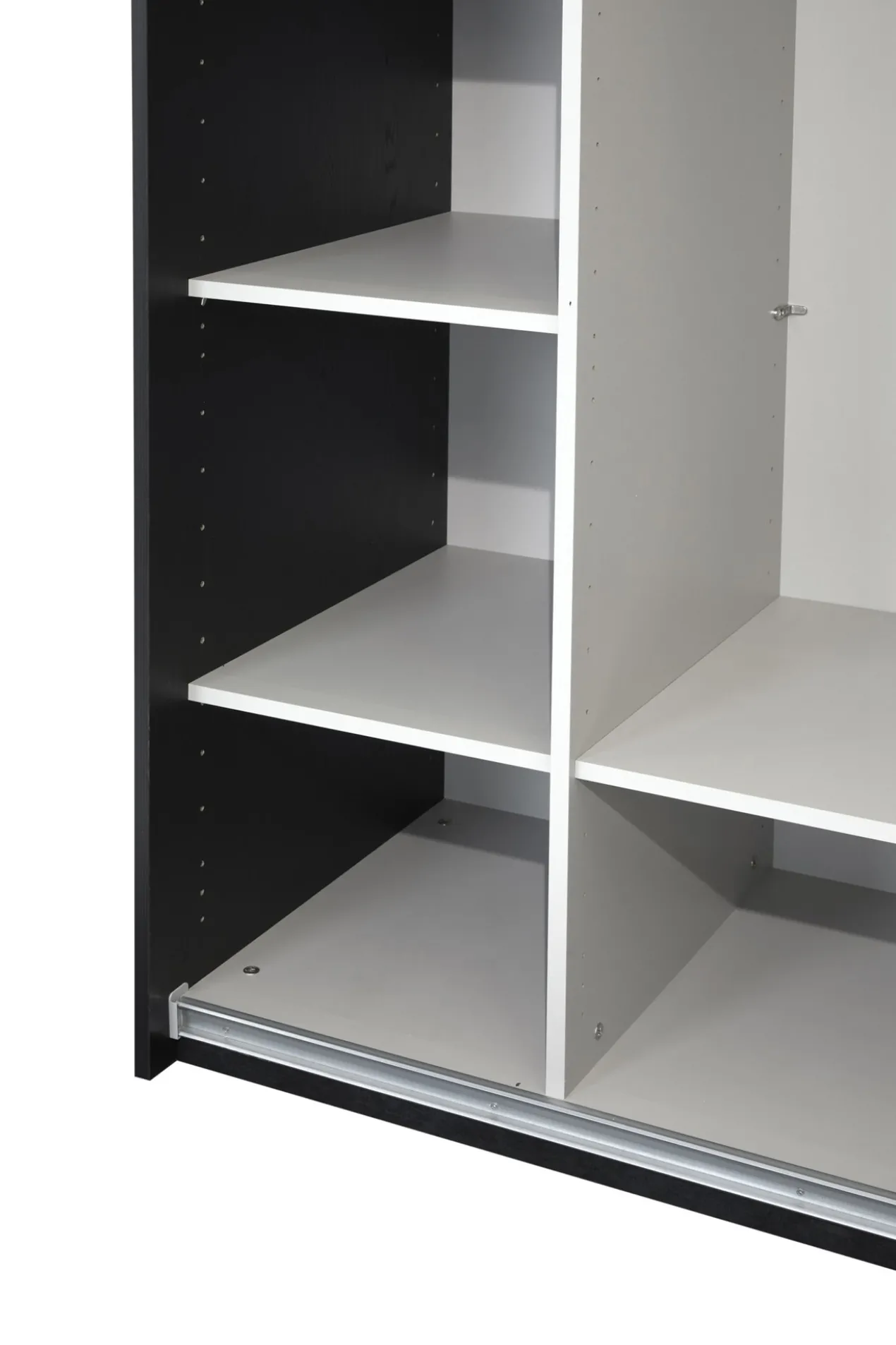 Kledingkast Nox 245 x 221 x 63 cm - Zwart + spiegeldeur
