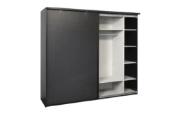 Kledingkast Nox 245 x 221 x 63 cm - Zwart + spiegeldeur
