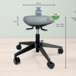 Kruk Ergo actieve met wielen en comfort balanszitting