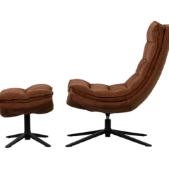 Kube draaifauteuil met hocker bruin
