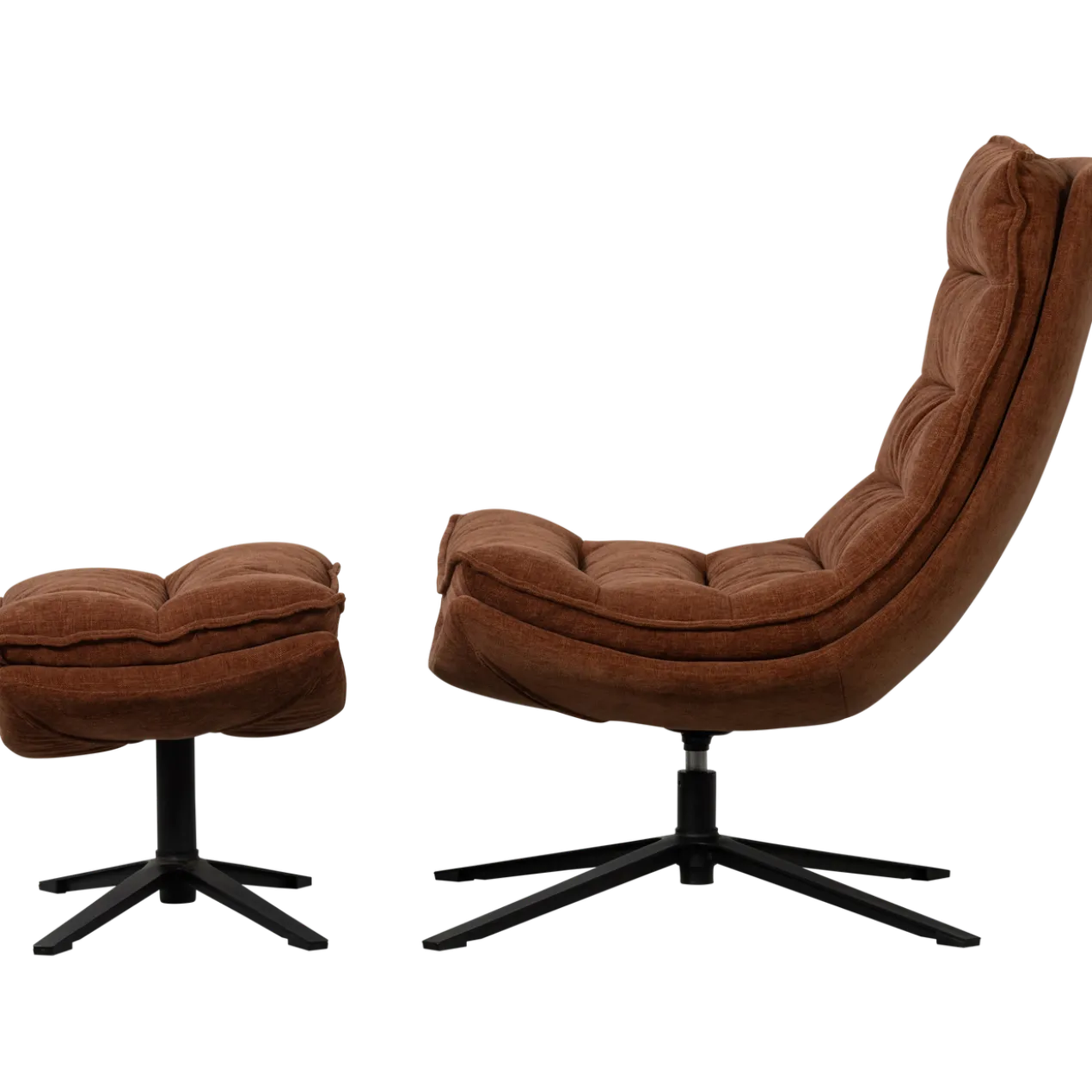 Kube draaifauteuil met hocker bruin