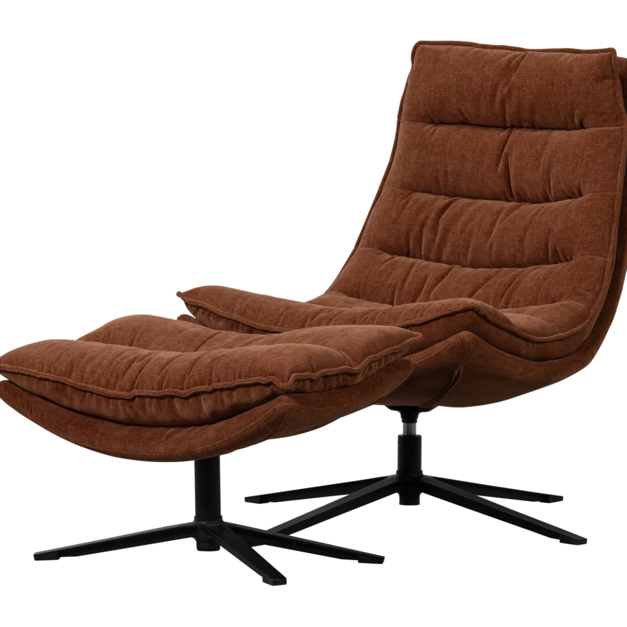 Kube draaifauteuil met hocker bruin