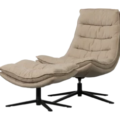 Kube draaifauteuil met hocker naturel