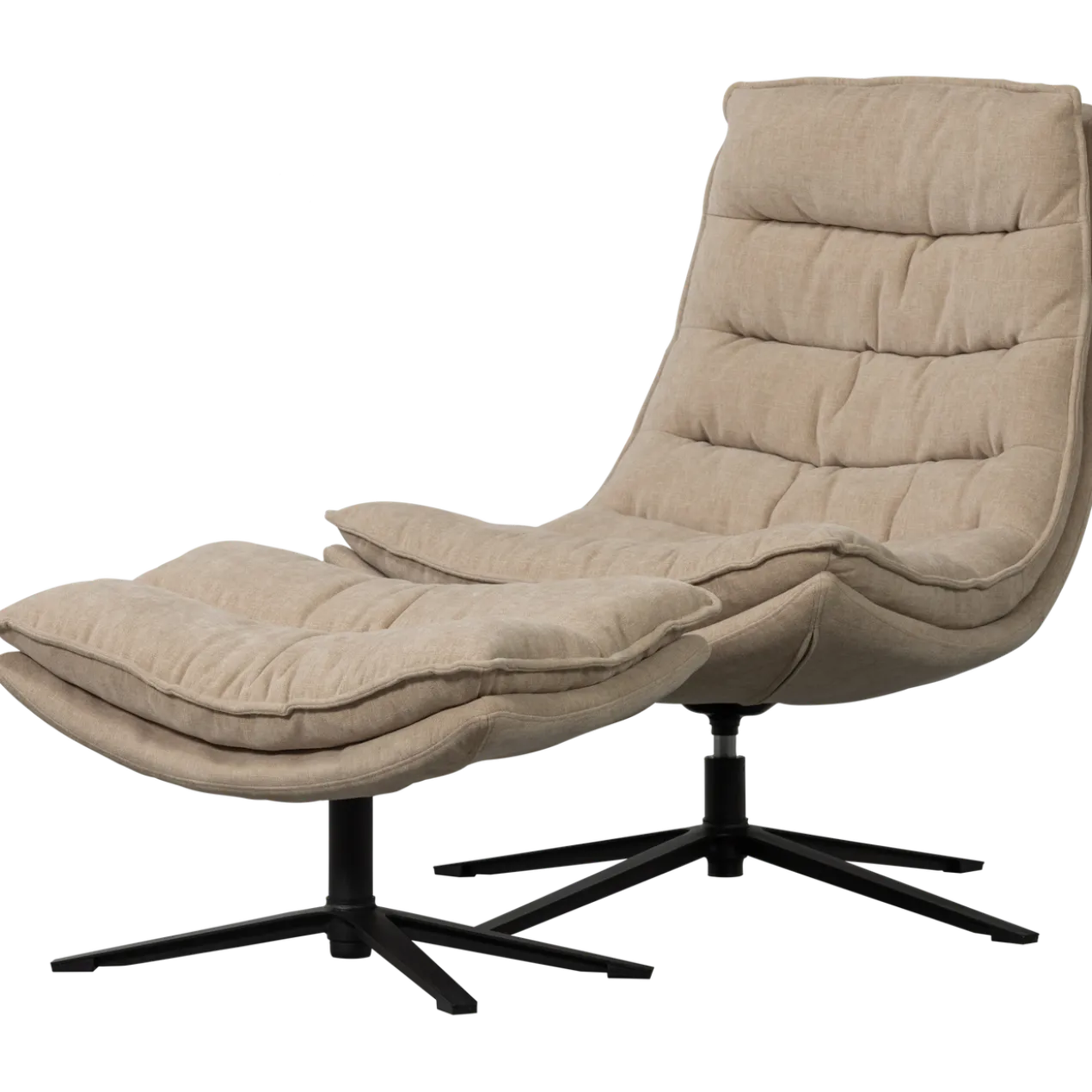 Kube draaifauteuil met hocker naturel