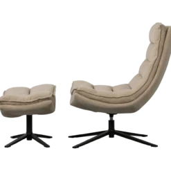 Kube draaifauteuil met hocker naturel