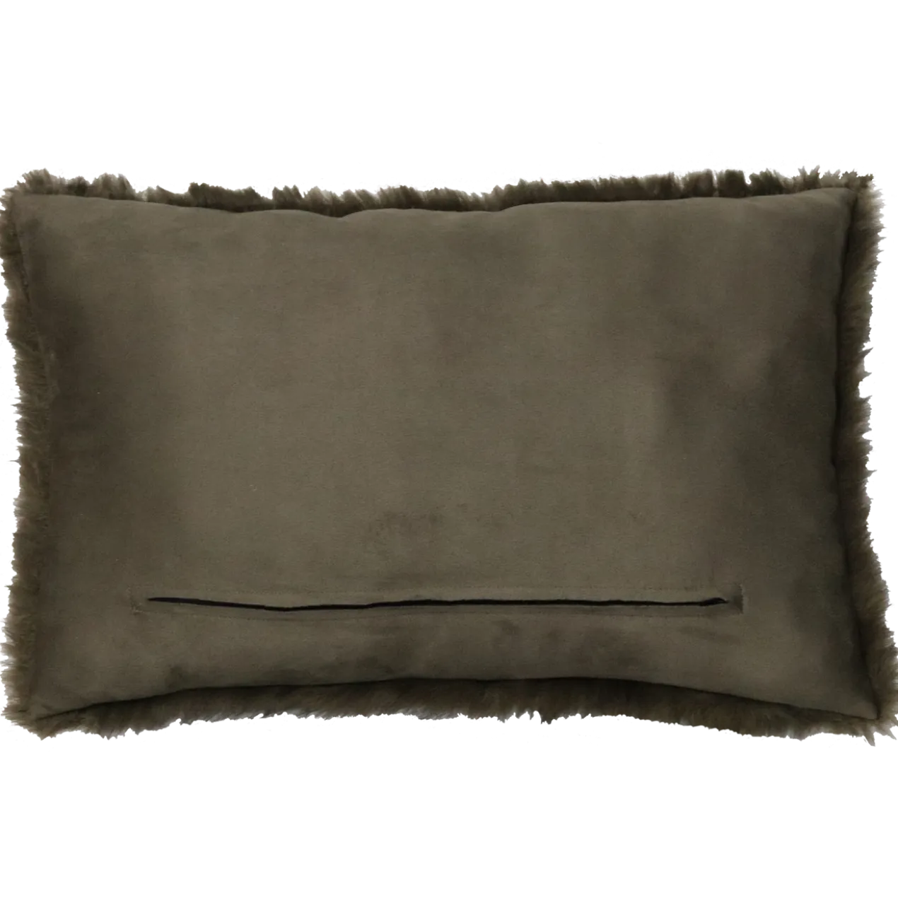 kussen bont 53x36 cm olijf