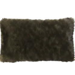 kussen bont 53x36 cm olijf