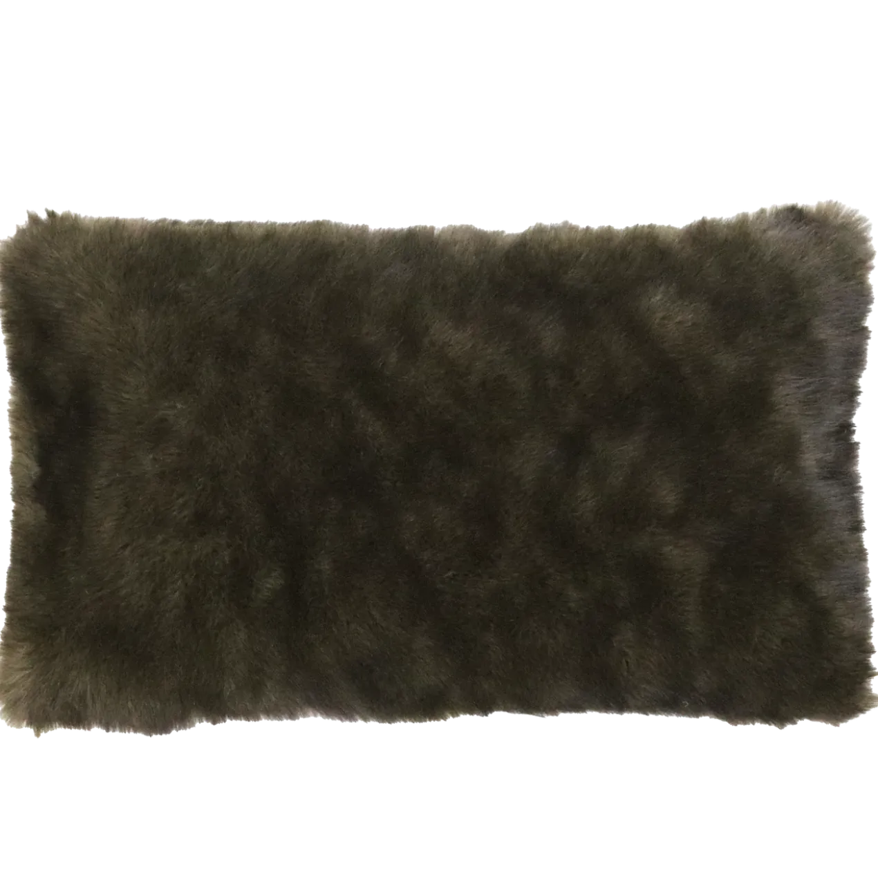 kussen bont 53x36 cm olijf