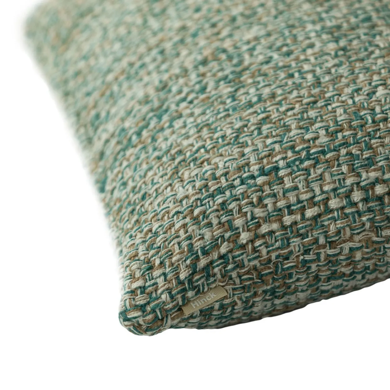 Kussen handgeweven katoen natural seablue med