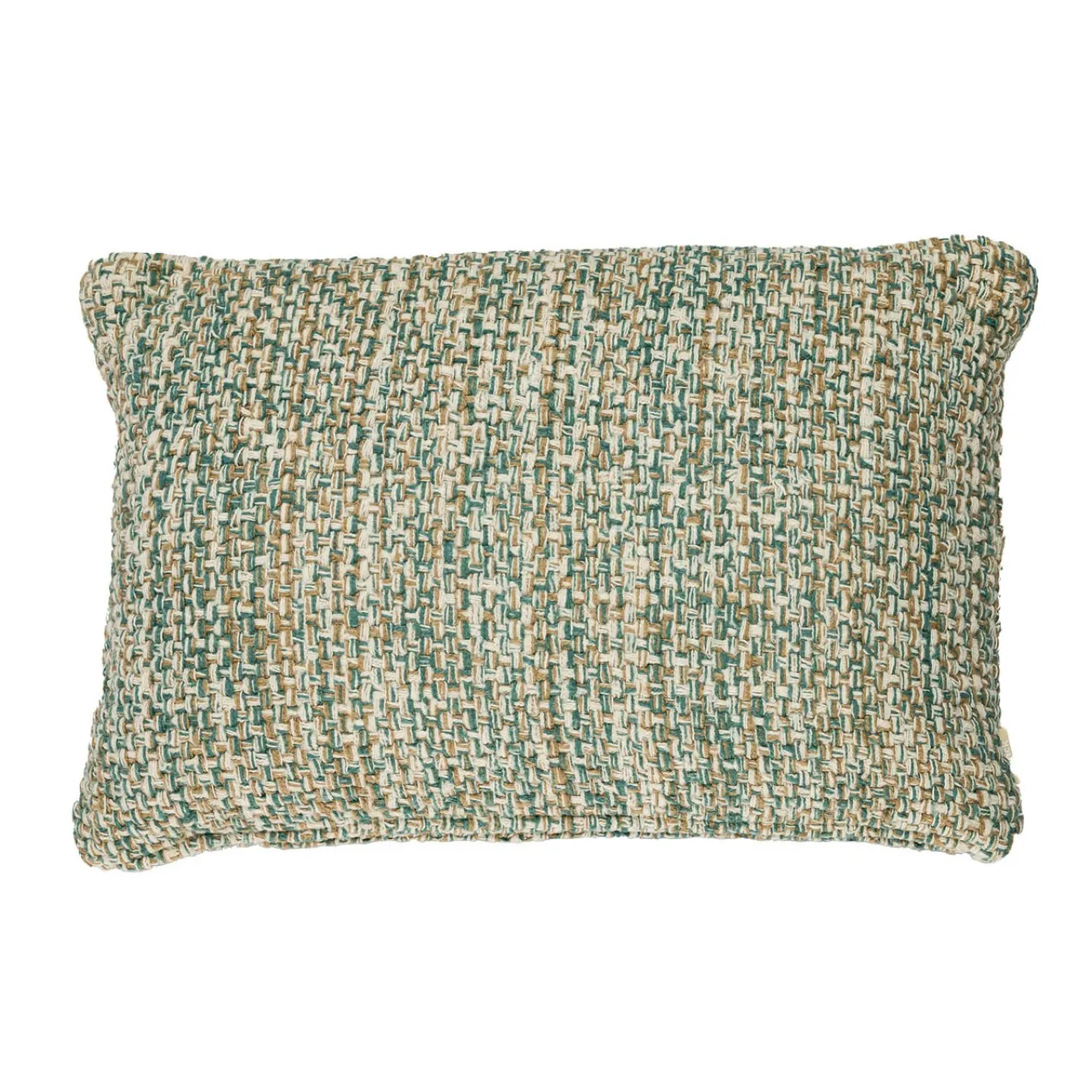 Kussen handgeweven katoen natural seablue med