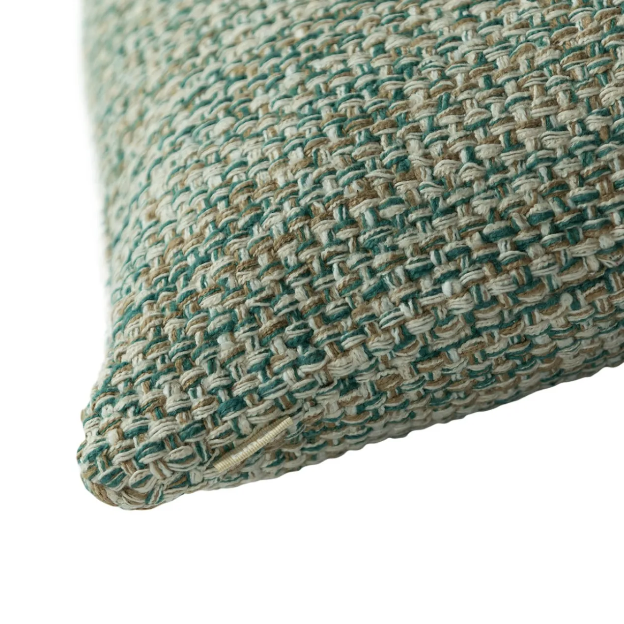 Kussen handgeweven katoen natural seablue
