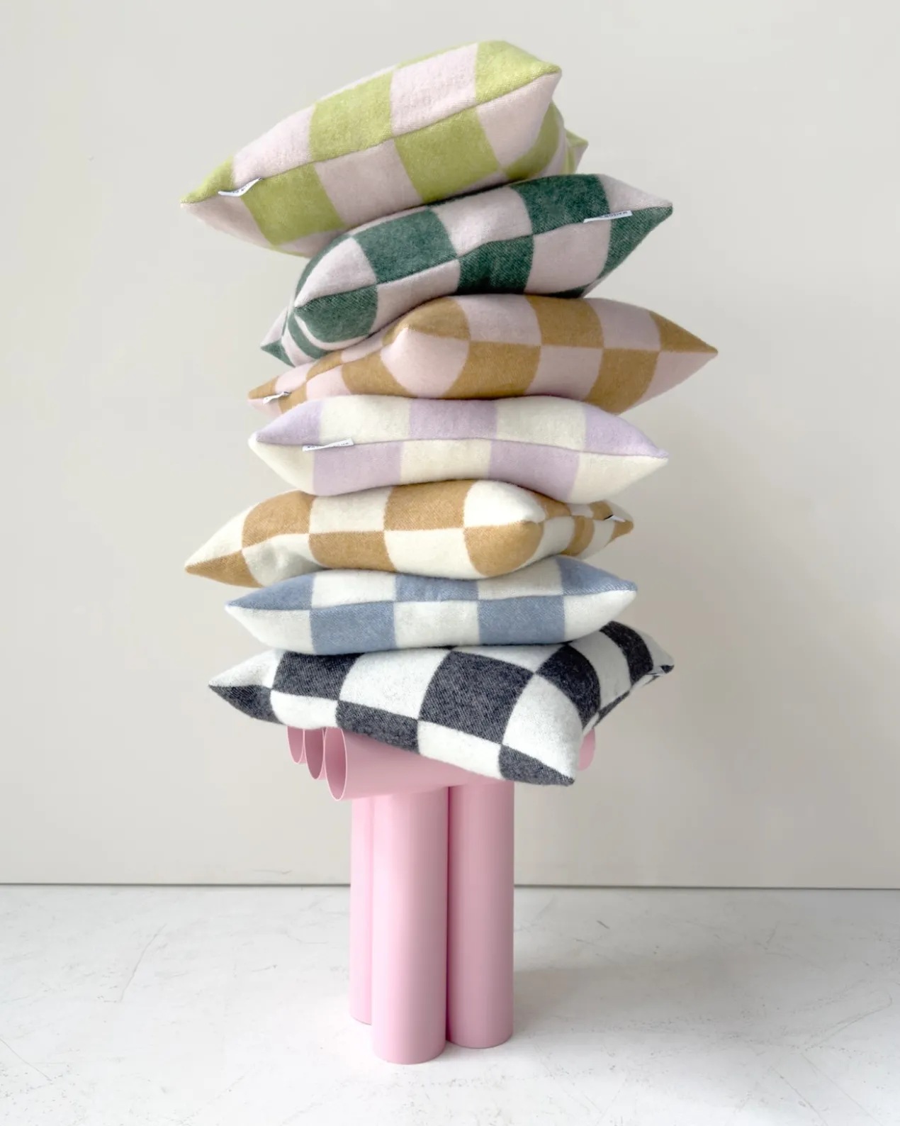 Kussenhoes Checkerboard lila wit