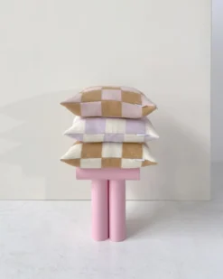 Kussenhoes Checkerboard lila wit