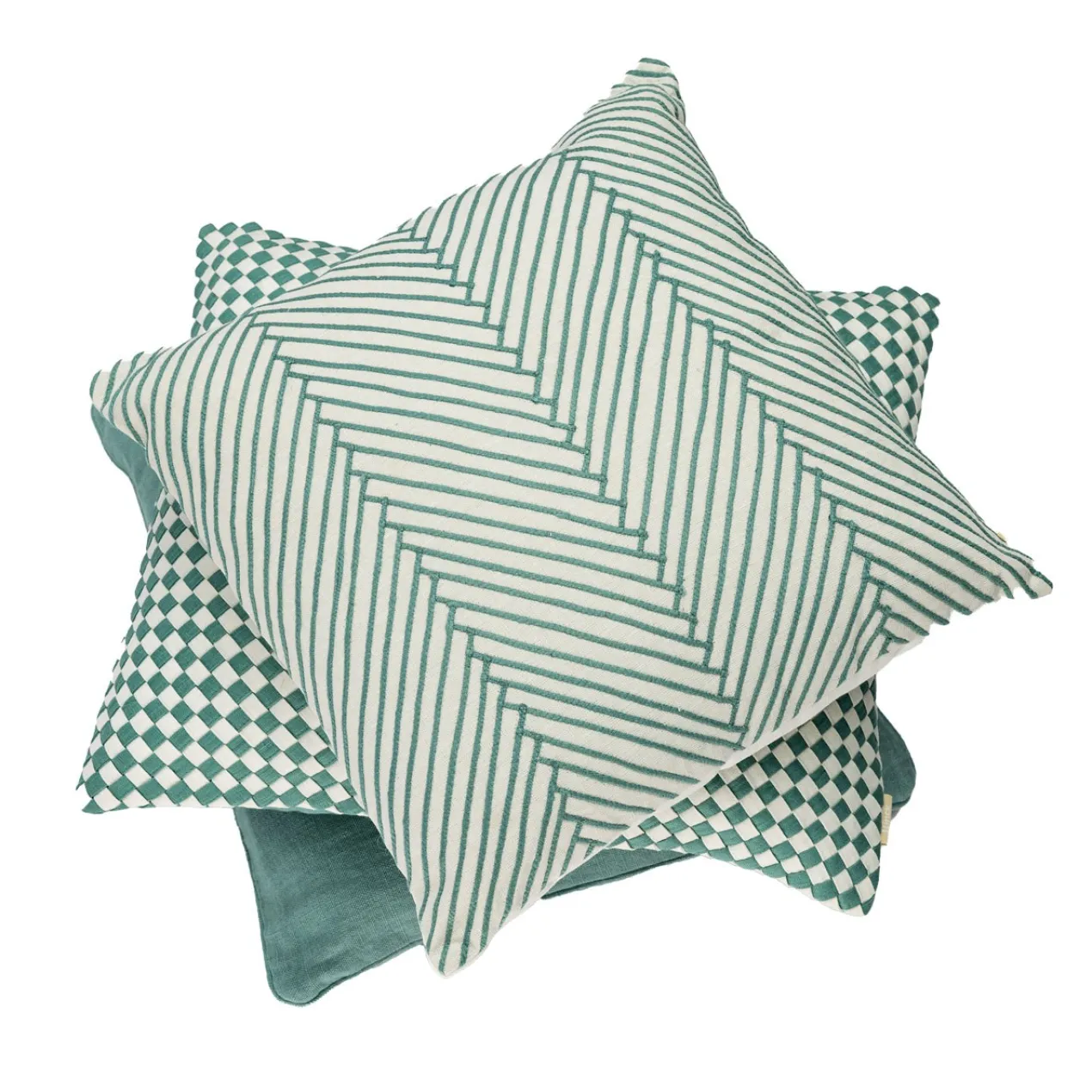 Kussen linnen Woven Seablue/offwhite
