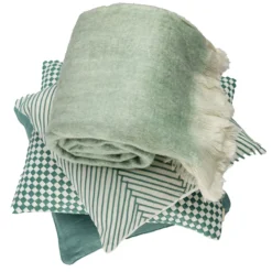 Kussen linnen Woven Seablue/offwhite