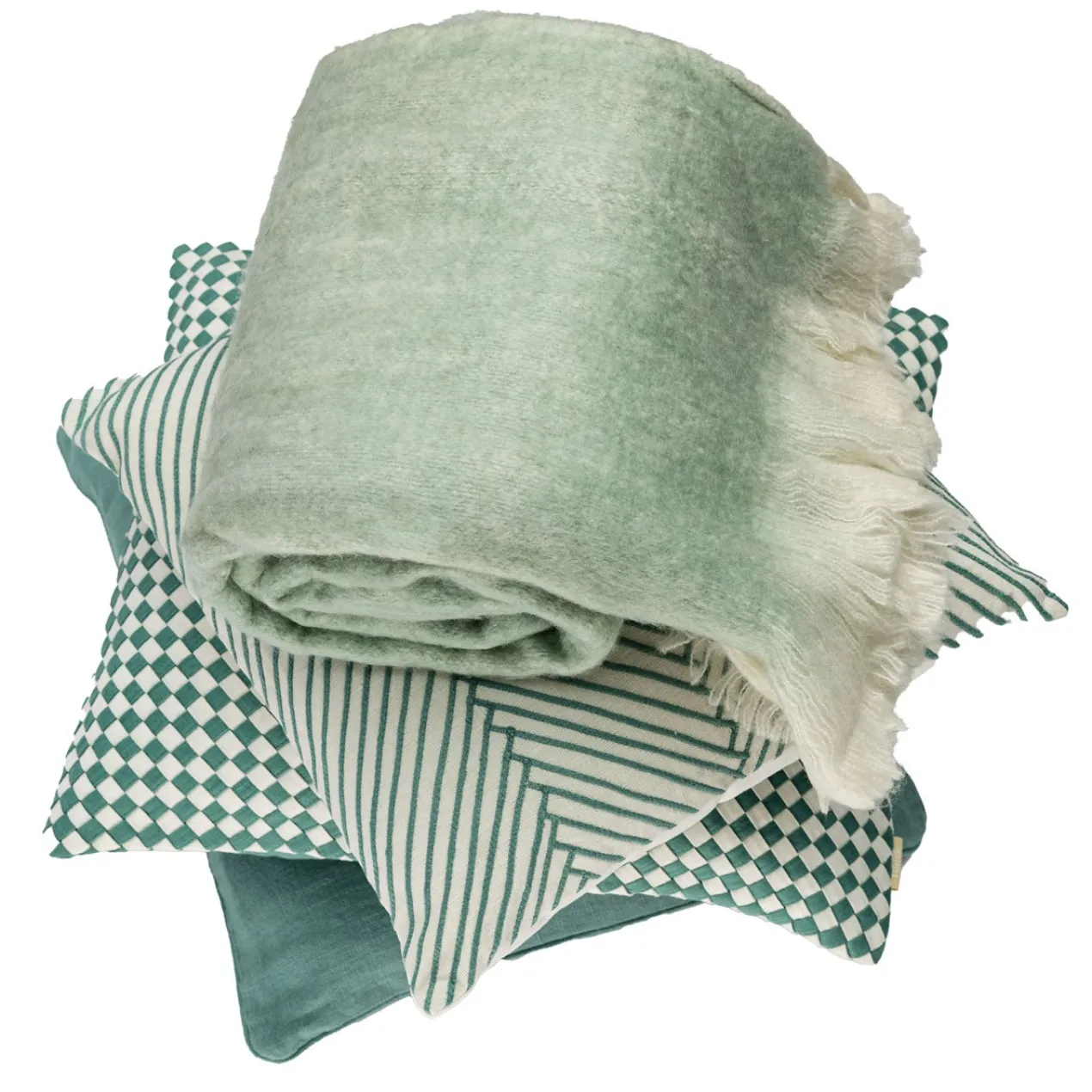 Kussen linnen Woven Seablue/offwhite