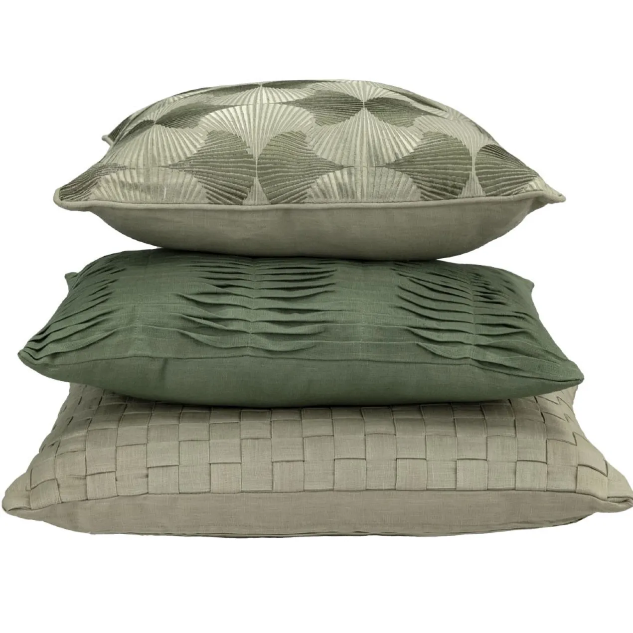 Kussen Small wave linnen old green
