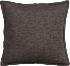 Kussen soft linnen zwart/bruin 48x48cm