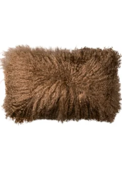 Kussen Tibetaans schapenvacht Karamel 50x30 cm