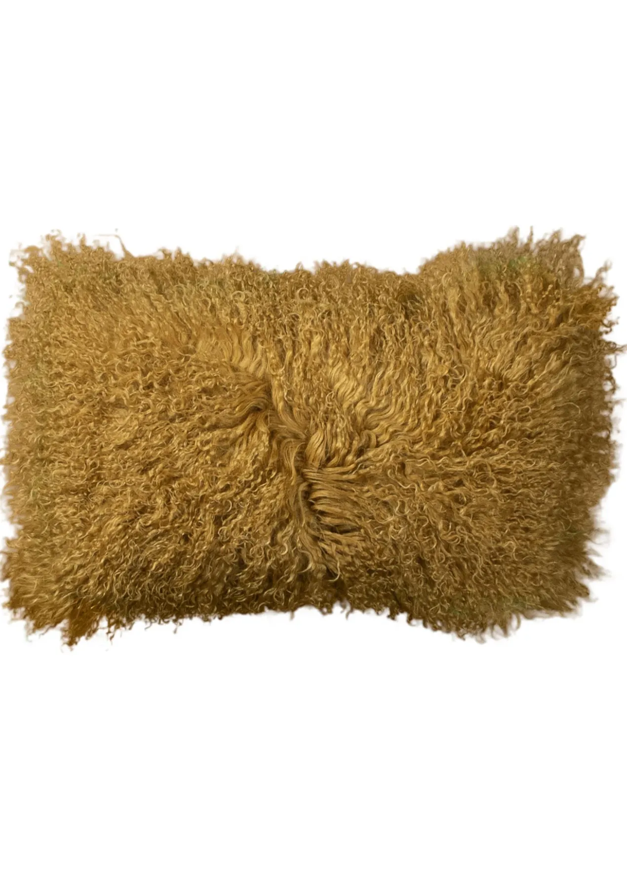 Kussen Tibetaans schapenvacht yellow 50x30 cm