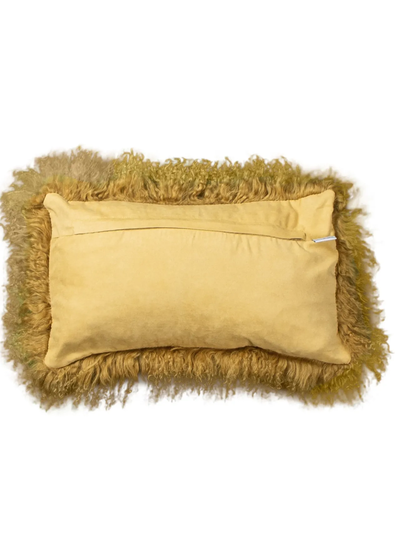 Kussen Tibetaans schapenvacht yellow 50x30 cm