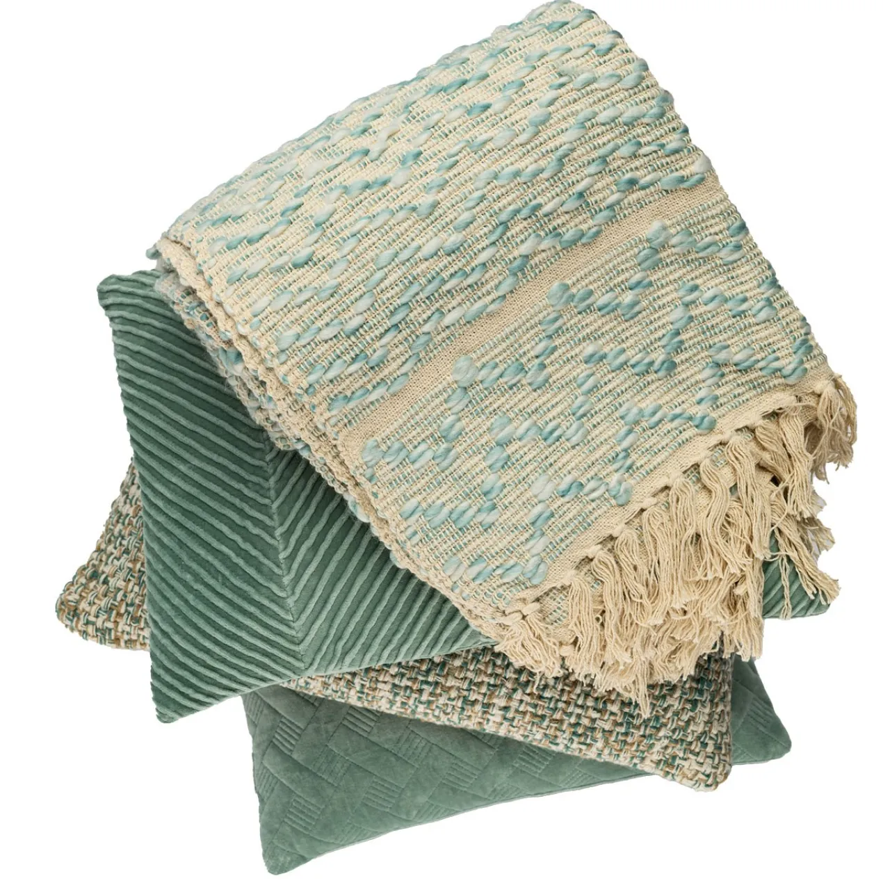 Kussen velours Grids seablue