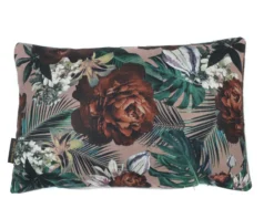 Kussen velvet flower leaves roze 50 x 35 cm
