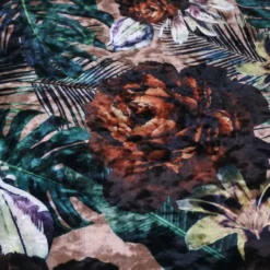 Kussen velvet flower leaves roze 50 x 35 cm