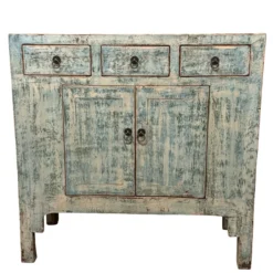 Ladekast blauw 3la 2deur uniek