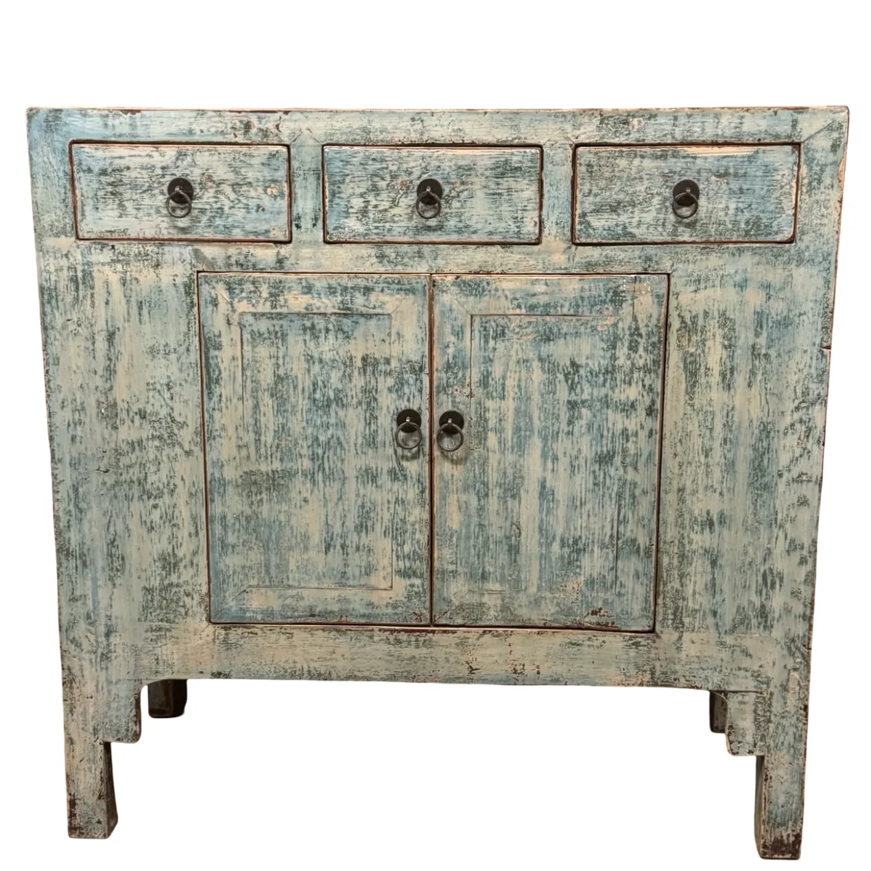 Ladekast blauw 3la 2deur uniek