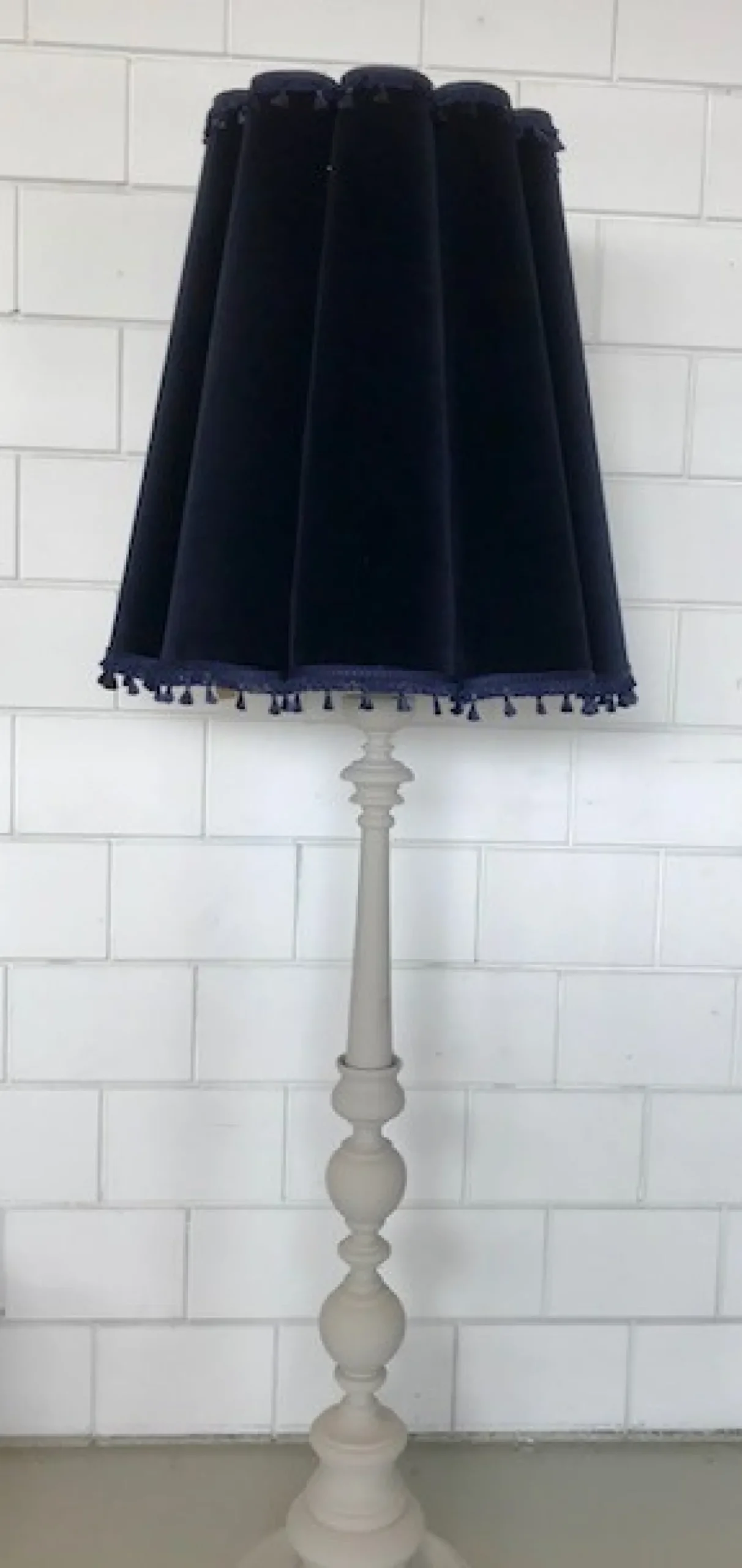 lampenkap large fluweel donkerblauw