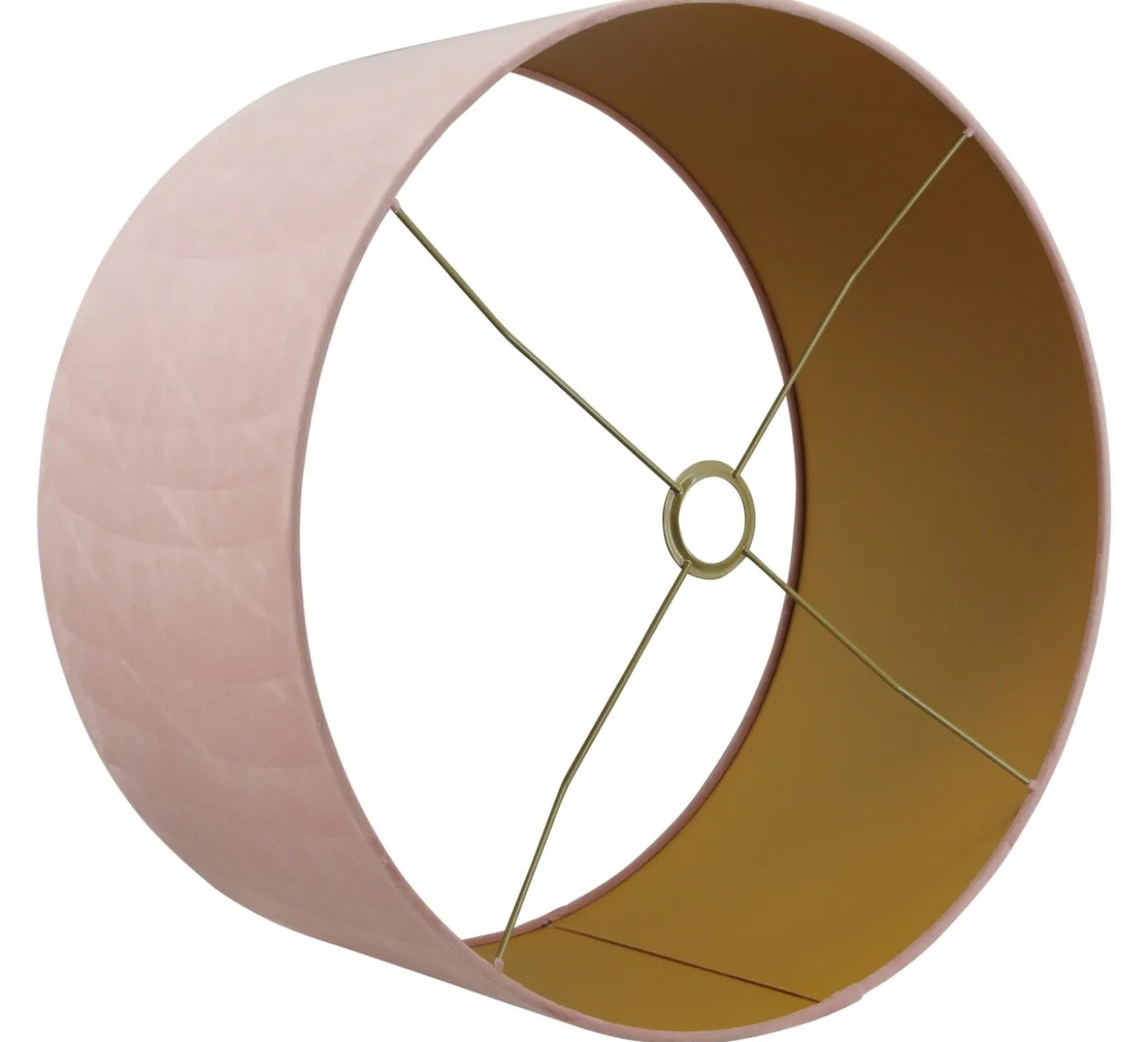 Lampenkap San Remo velours roze + gouden binnenkant 50x50x25 cm