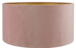 Lampenkap San Remo velours roze + gouden binnenkant 50x50x25 cm