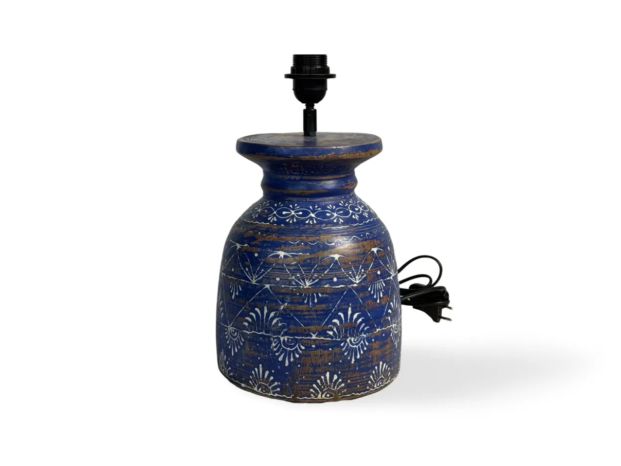 Lampvoet melkpot blauw/wit uniek