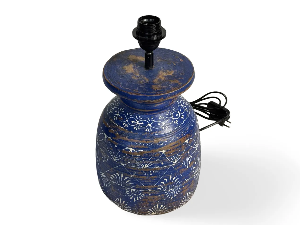 Lampvoet melkpot blauw/wit uniek