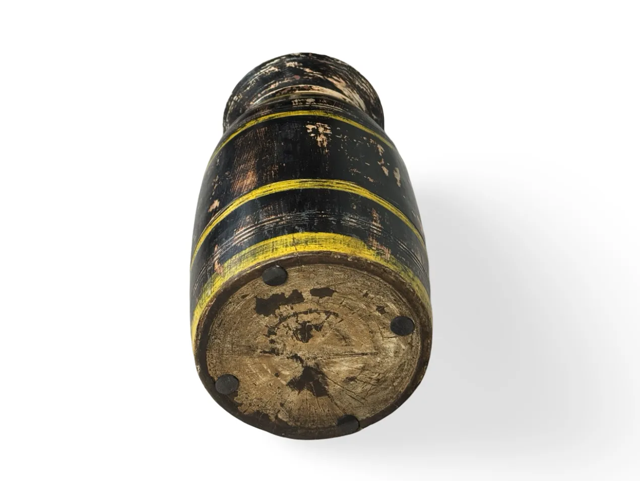 Lampvoet melkpot zwart/geel uniek